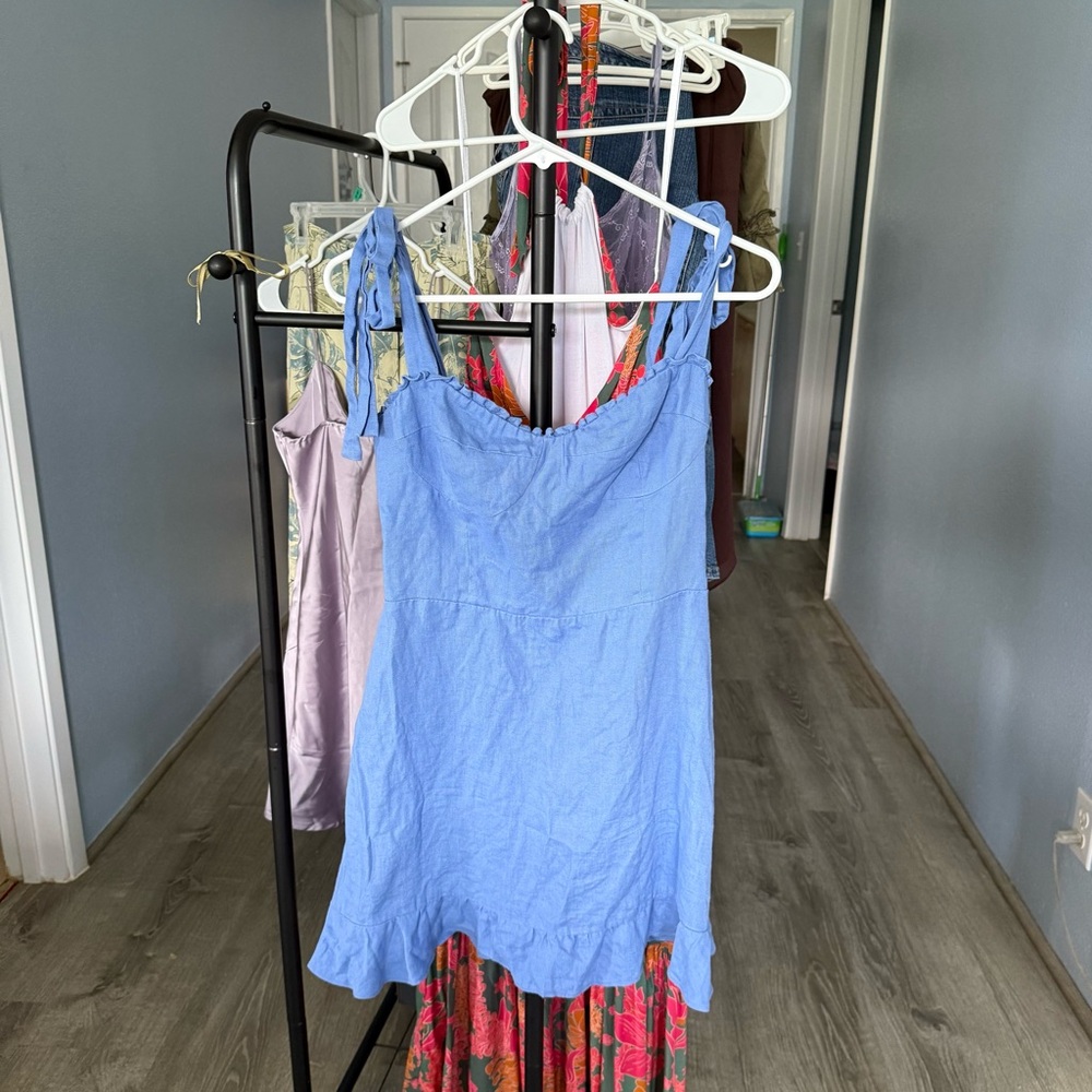 Reformation Light Blue Ruffled Dress